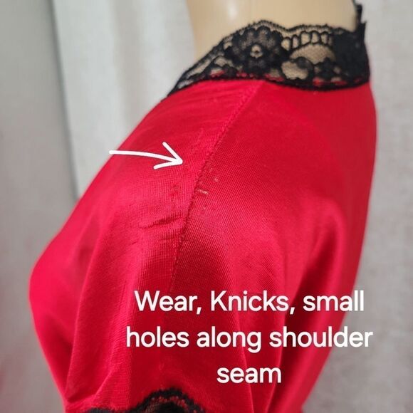 Vandemere Vintage Nightgown and Peignoir Robe Set Red Black Lace Plus Size 1X - Picture 14 of 16